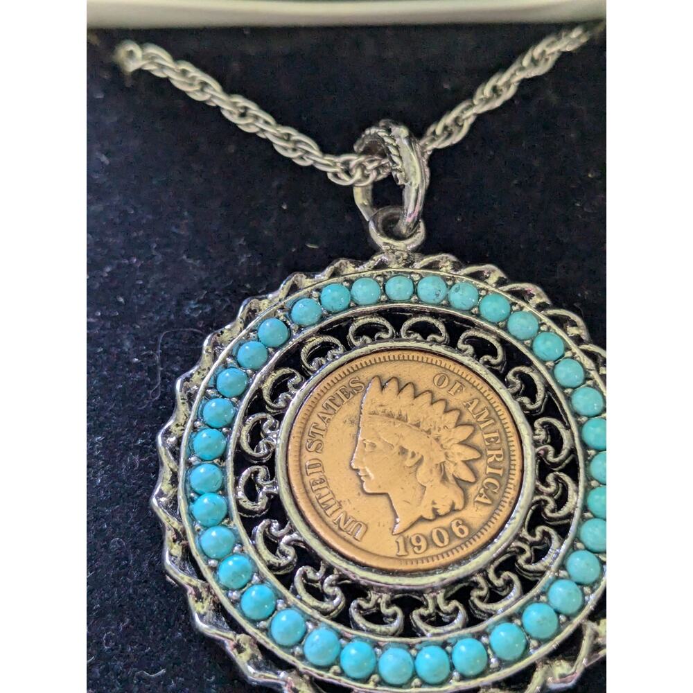 Genuine 1906 Regal Gems US Indian Coin Pendant Necklace - Picture 2 of 6